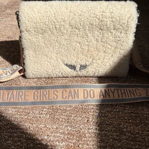 Zadig & Voltaire Beige Shearling Crossbody Bag